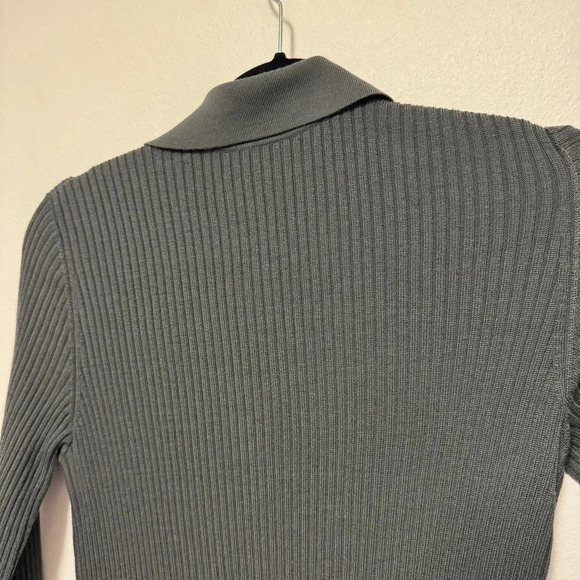 NWOT $1990 AKRIS Long Ribbed Cardigan Sweater - Collared Dress Virgin Wool - Picture 10 of 11